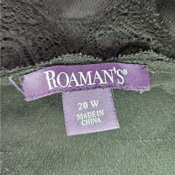 Roman's Black Lace Trim Crepe Camisole Spaghetti Strap Tank Top Chemise 20W - Picture 5 of 5